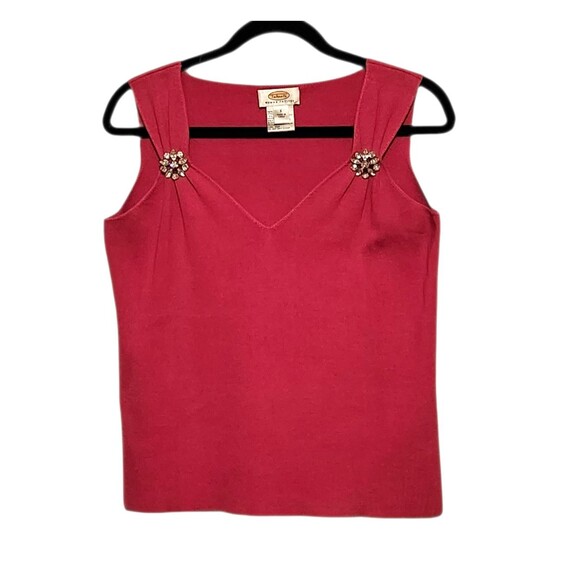Talbots Tops - Talbots Petites Sleeveless Knit Top Silk Blend Pink w/ Rhinestone Detail Size X